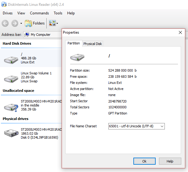 Use the DiskInternals Linux Reader to access Linux data on your Windows partition